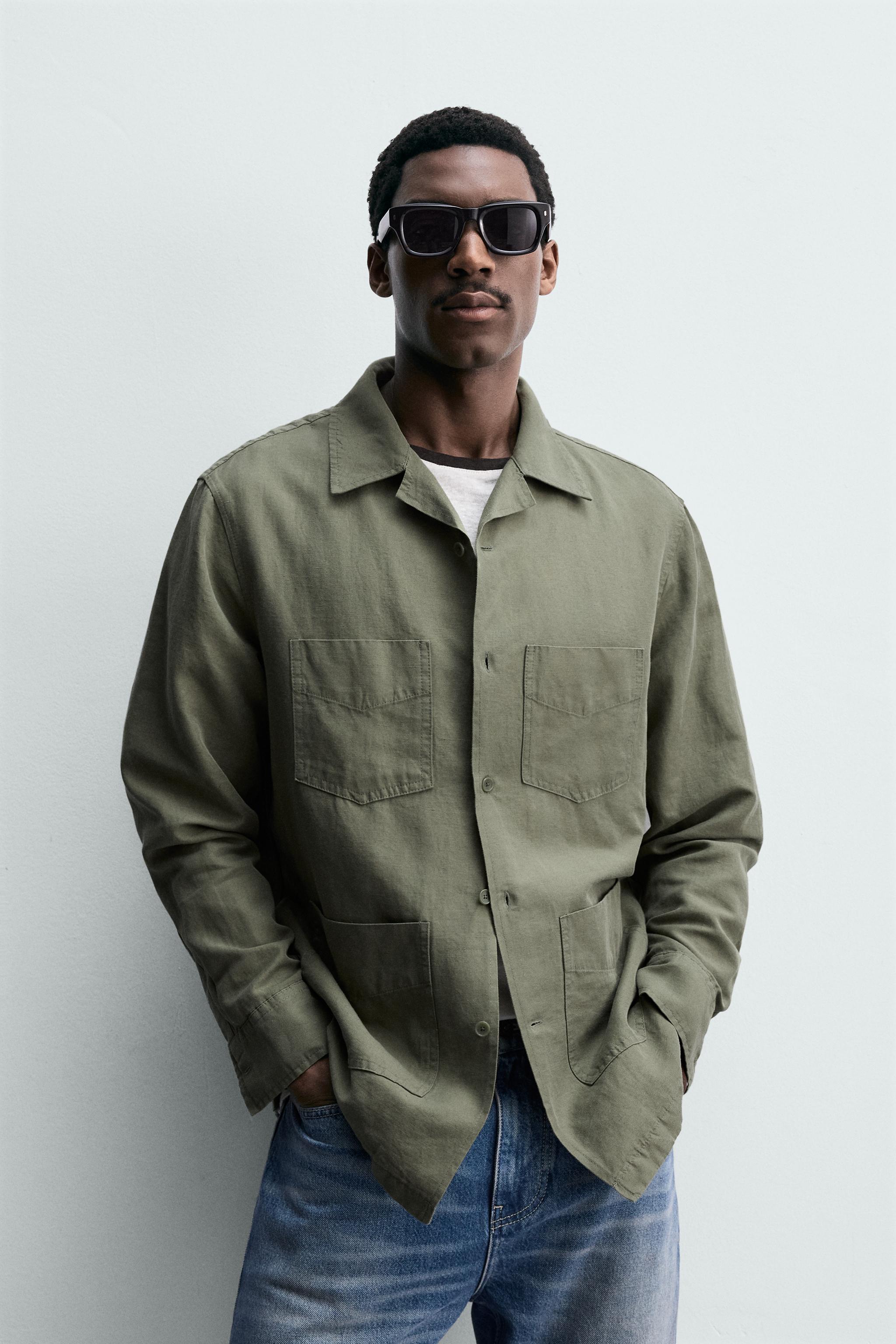 RELAXED FIT OVERSHIRT WITH LINEN
